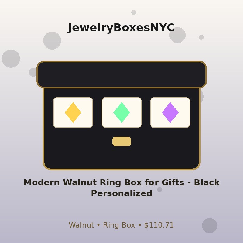 Modern Walnut Ring Box for Gifts - Black Personalized