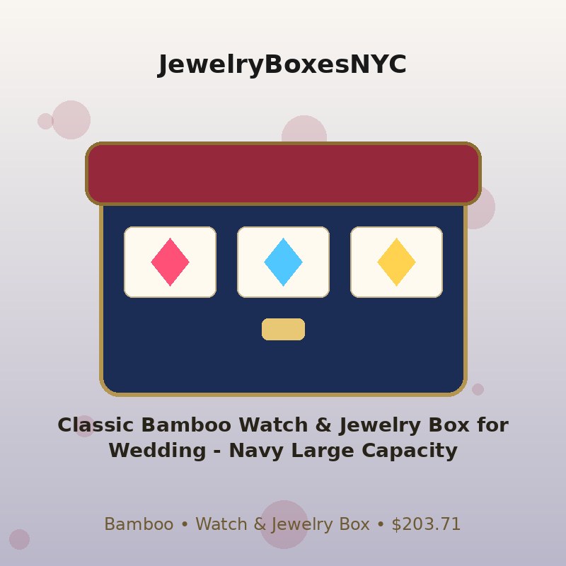 Classic Bamboo Watch & Jewelry Box for Wedding - Navy Large Capacity