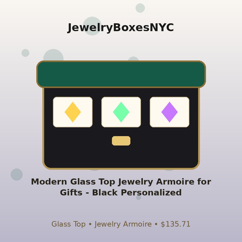 Modern Glass Top Jewelry Armoire for Gifts - Black Personalized