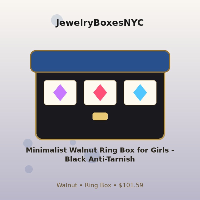 Minimalist Walnut Ring Box for Girls - Black Anti-Tarnish