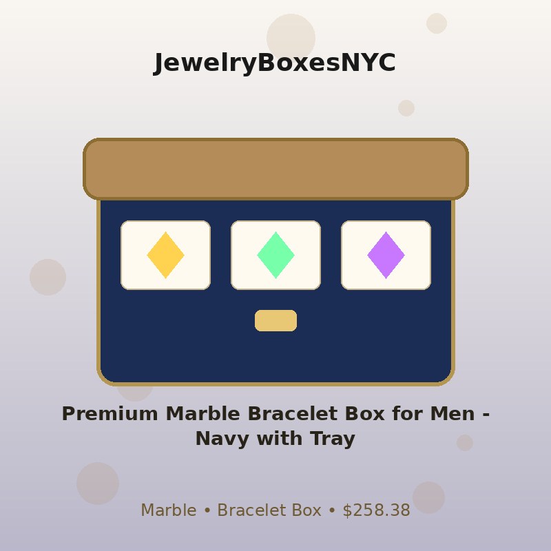 Premium Marble Bracelet Box for Men - Navy with Tray
