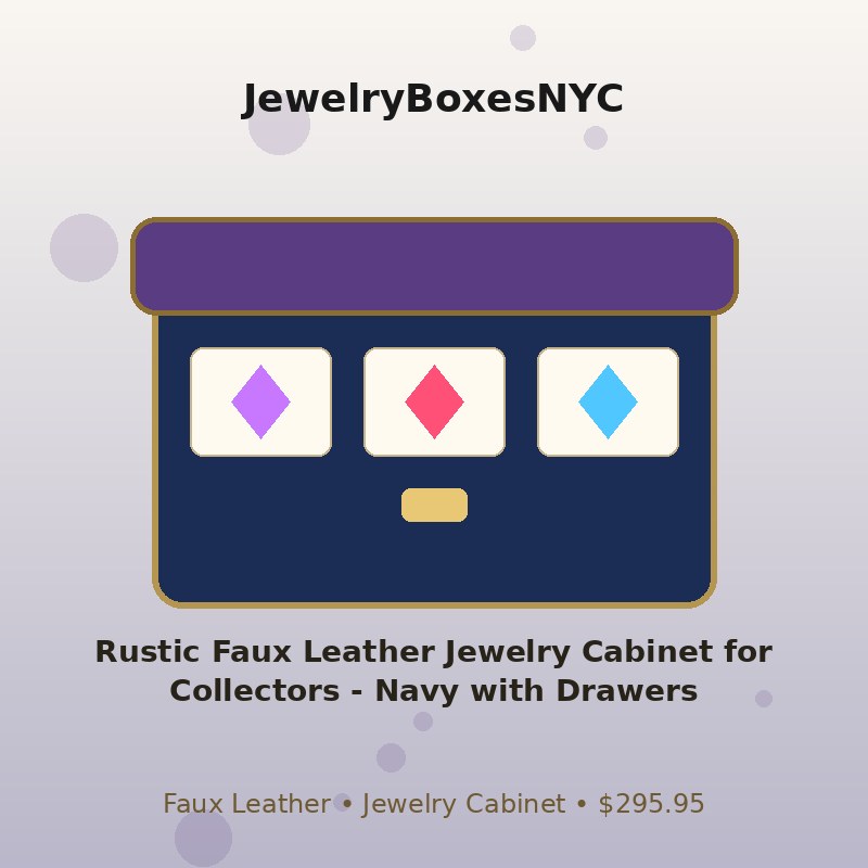 Rustic Faux Leather Jewelry Cabinet for Collectors - Navy with Drawers