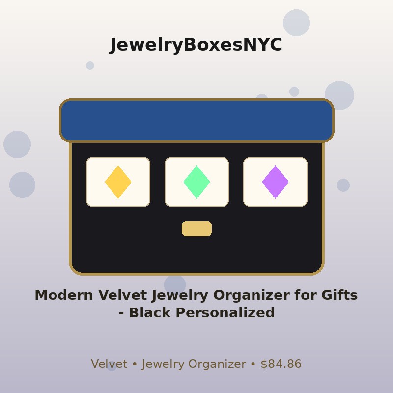 Modern Velvet Jewelry Organizer for Gifts - Black Personalized