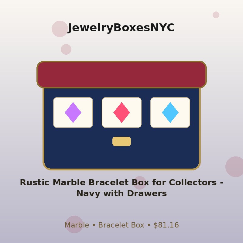 Rustic Marble Bracelet Box for Collectors - Navy with Drawers