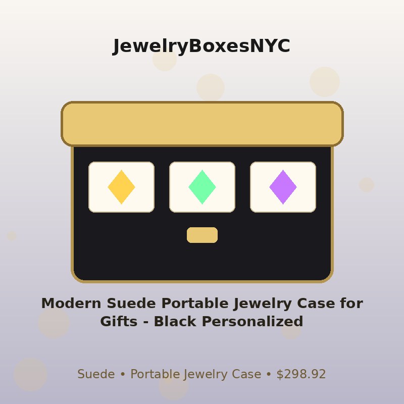 Modern Suede Portable Jewelry Case for Gifts - Black Personalized