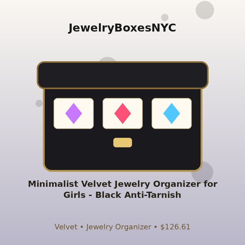 Minimalist Velvet Jewelry Organizer for Girls - Black Anti-Tarnish