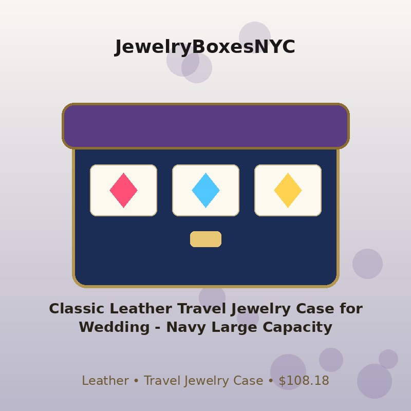 Classic Leather Travel Jewelry Case for Wedding - Navy Large Capacity