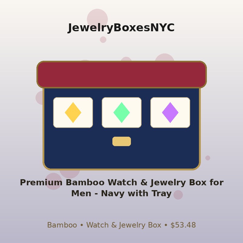 Premium Bamboo Watch & Jewelry Box for Men - Navy with Tray