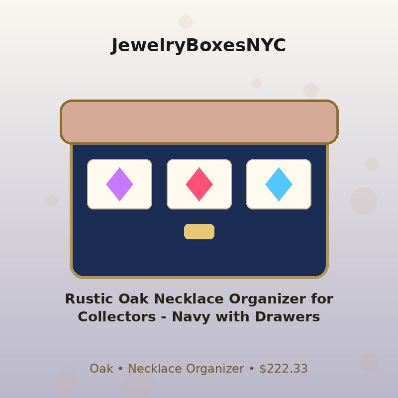 Rustic Oak Necklace Organizer for Collectors - Navy with Drawers