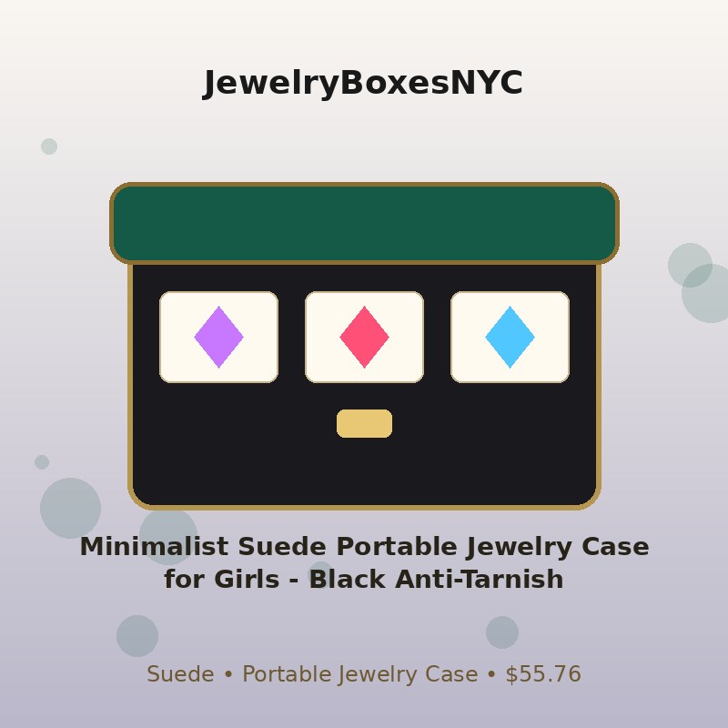 Minimalist Suede Portable Jewelry Case for Girls - Black Anti-Tarnish