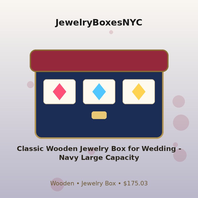 Classic Wooden Jewelry Box for Wedding - Navy Large Capacity