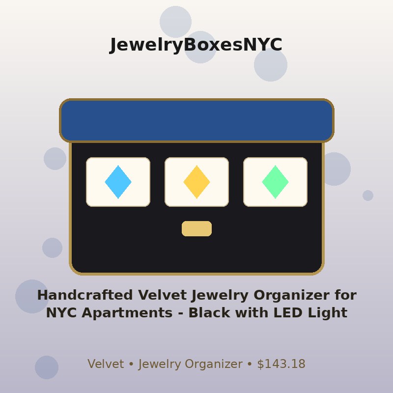 Handcrafted Velvet Jewelry Organizer for NYC Apartments - Black with LED Light