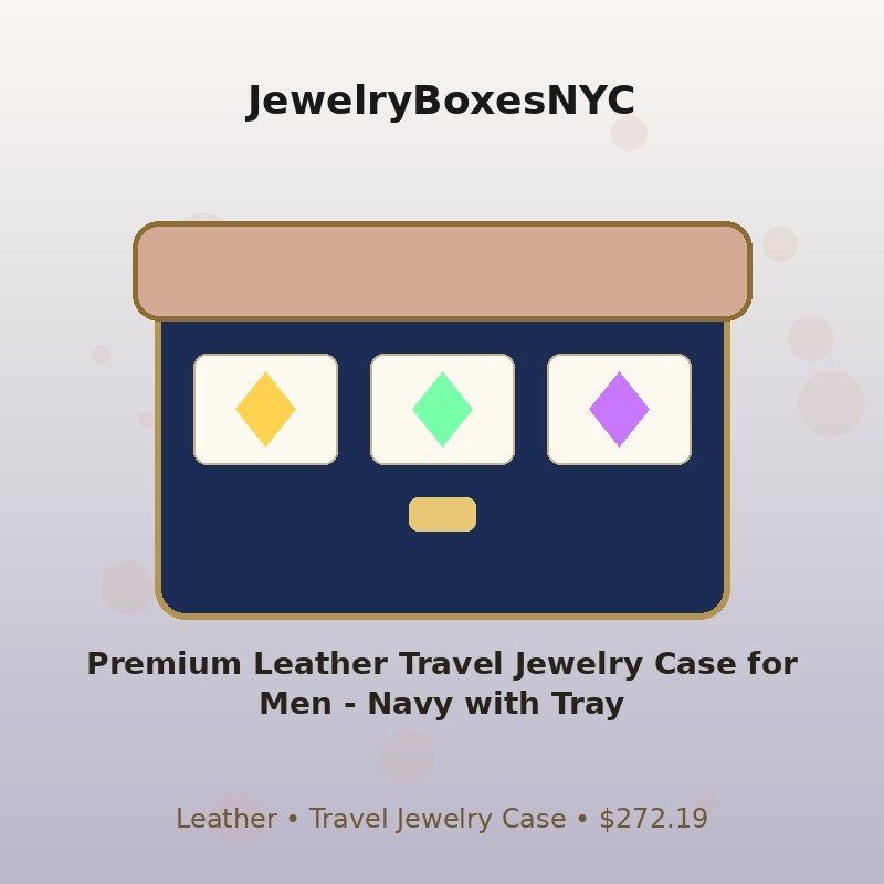 Premium Leather Travel Jewelry Case for Men - Navy with Tray