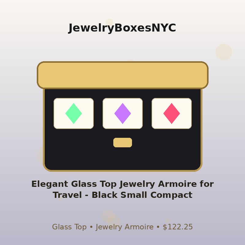 Elegant Glass Top Jewelry Armoire for Travel - Black Small Compact