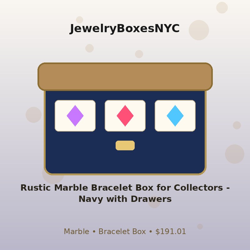 Rustic Marble Bracelet Box for Collectors - Navy with Drawers