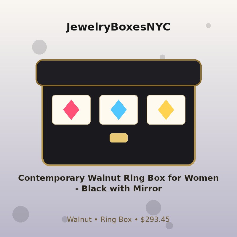 Contemporary Walnut Ring Box for Women - Black with Mirror