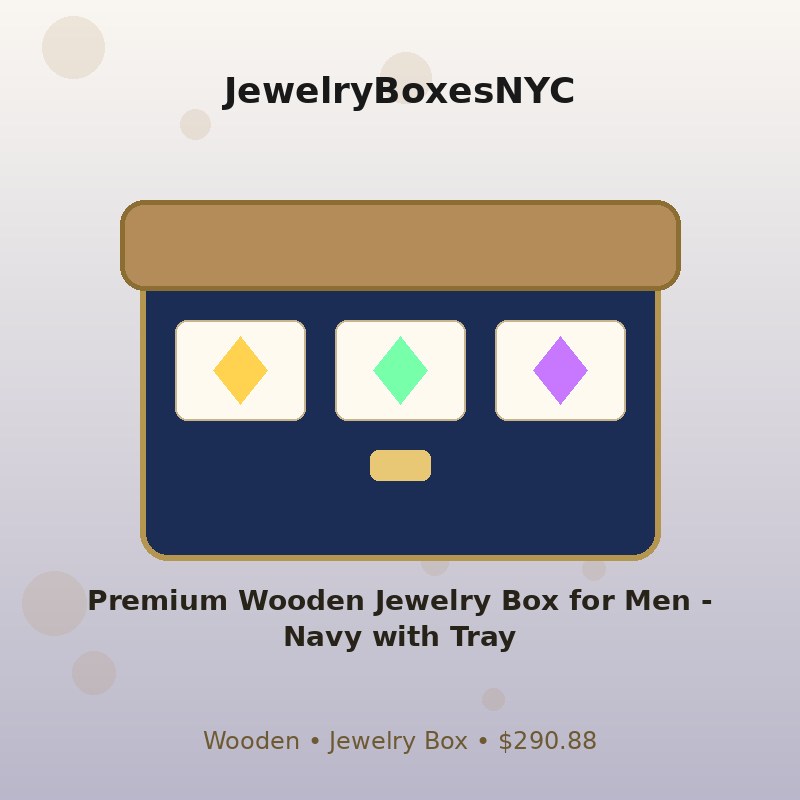 Premium Wooden Jewelry Box for Men - Navy with Tray