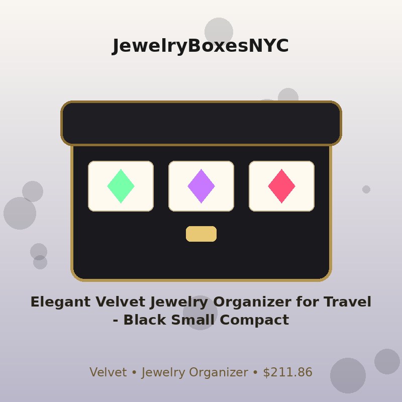 Elegant Velvet Jewelry Organizer for Travel - Black Small Compact