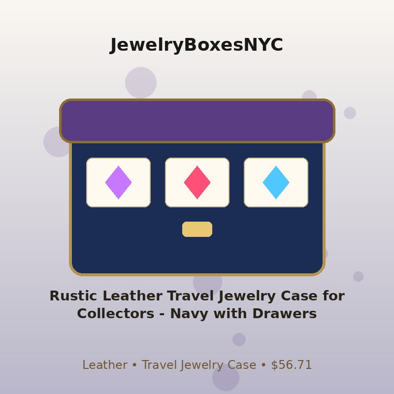 Rustic Leather Travel Jewelry Case for Collectors - Navy with Drawers